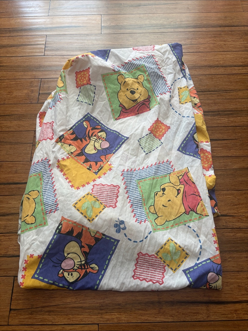 Vintage Disney Winnie the Pooh and Tigger Cotton Twin Fitted Bed Sheet